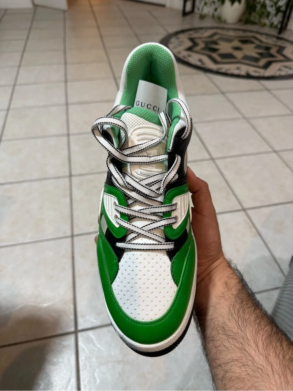 Gucci Green, White and Black Low-Top Sneakers